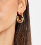 Asos Design 14k Gold Plated Hoop Earrings In Crystal Cross Design