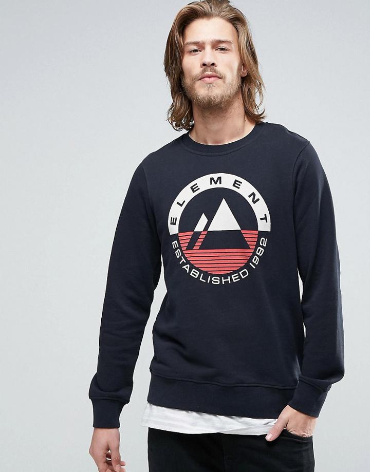 Element Merge Logo Crew Sweat In Black - Black