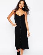 Asos Cami Dress With Button Front - Black