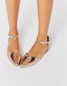 Head Over Heels By Dune Hyrah Rose Gold Flat Shoes - Rose Gold