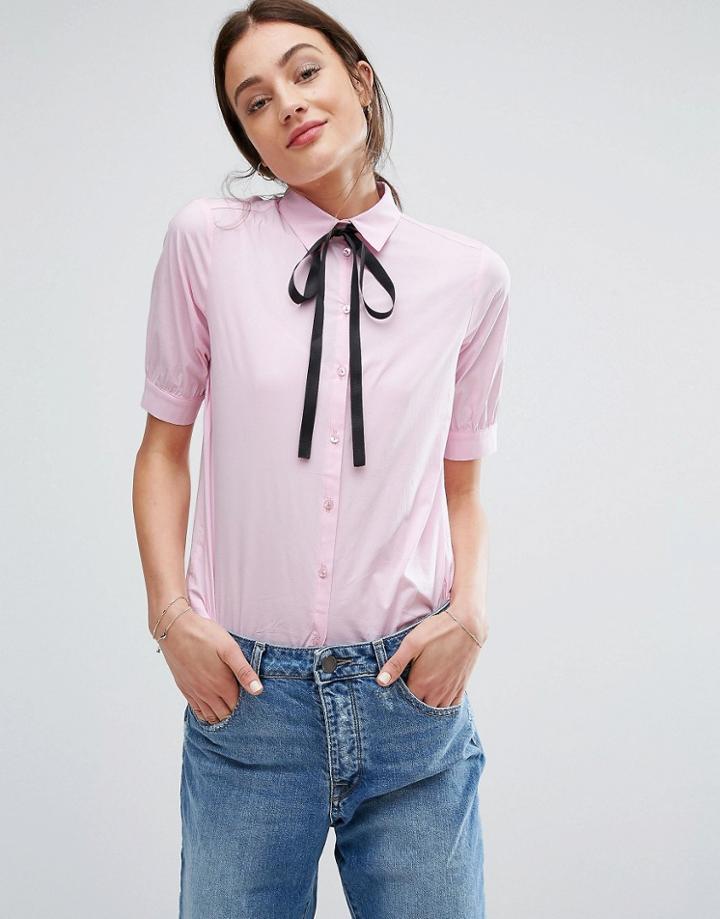 Newlily Pink Tie Detail Blouse - Pink