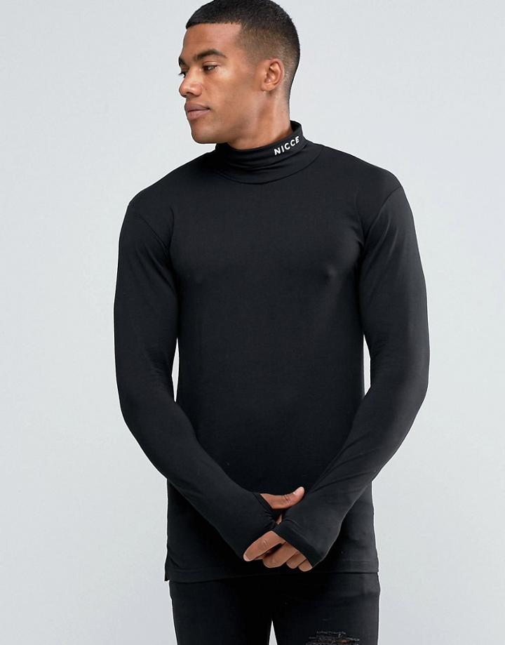 Nicce London Long Sleeve T-shirt With Turtleneck - Black