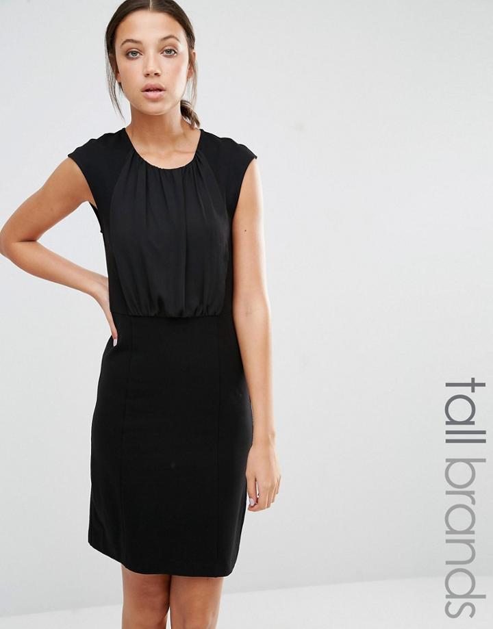 Y.a.s Tall Faith Pencil Dress With Chiffon Panel Detail - Black