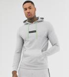 Mauvais Muscle Fit Hoodie With Neon Logo - Gray