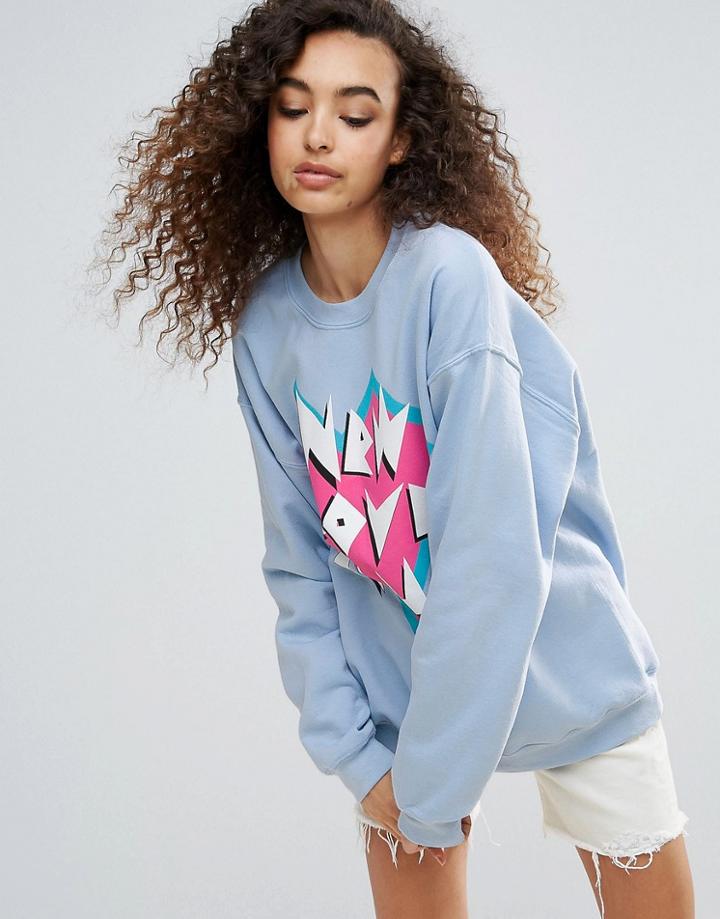 New Love Club Logo Oversize Sweatshirt - Blue