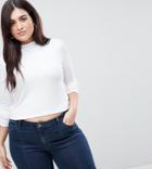 Asos Curve Crop Top With Turtleneck - White