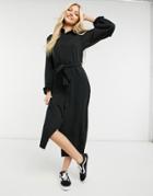 New Look Belted Midaxi Shirt Dress In Black