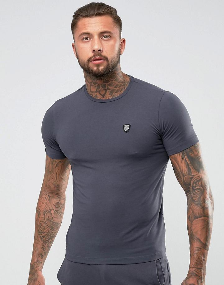 Ea7 Shield Logo T-shirt In Dark Gray - Gray