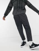 Asos Design Drop Crotch Pant In Stripe-black