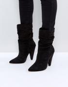 Asos Emerson Slouch Heeled Boots - Black