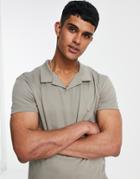 Jack & Jones Premium Oversized Polo With Revere Collar In Gray-grey