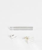 Asos Design Wedding 2 Pack Tie Bar And Cufflink Set In Silver Tone