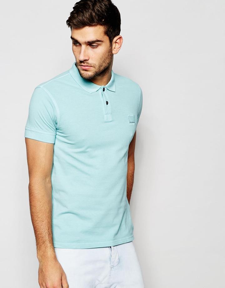Boss Orange Polo Shirt With Logo In Slim Fit - Aqua