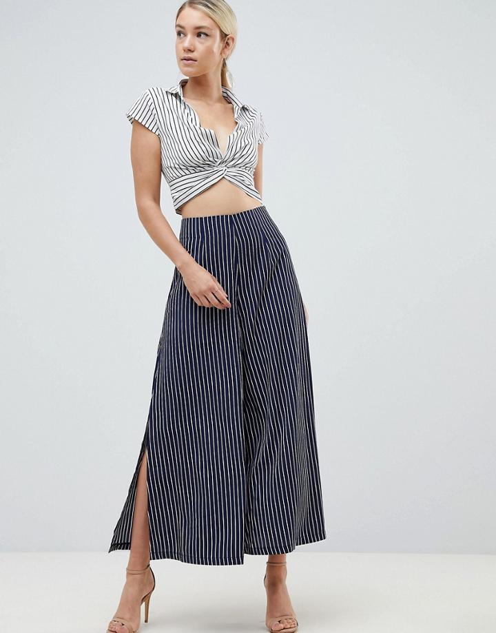 Parallel Lines Wide Leg Pants In Stripe Two-piece - Multi