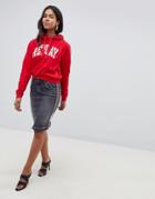 Replay- Side Tape Detail Denim Skirt - Black