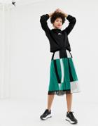 Na-kd Pleated Skirt With Block Color Detailing - Green