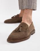 Walk London West Tassel Loafers In Taupe Suede-neutral