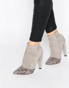 Little Mistress Bogart Toecap Pull On Heeled Ankle Boots - Gray