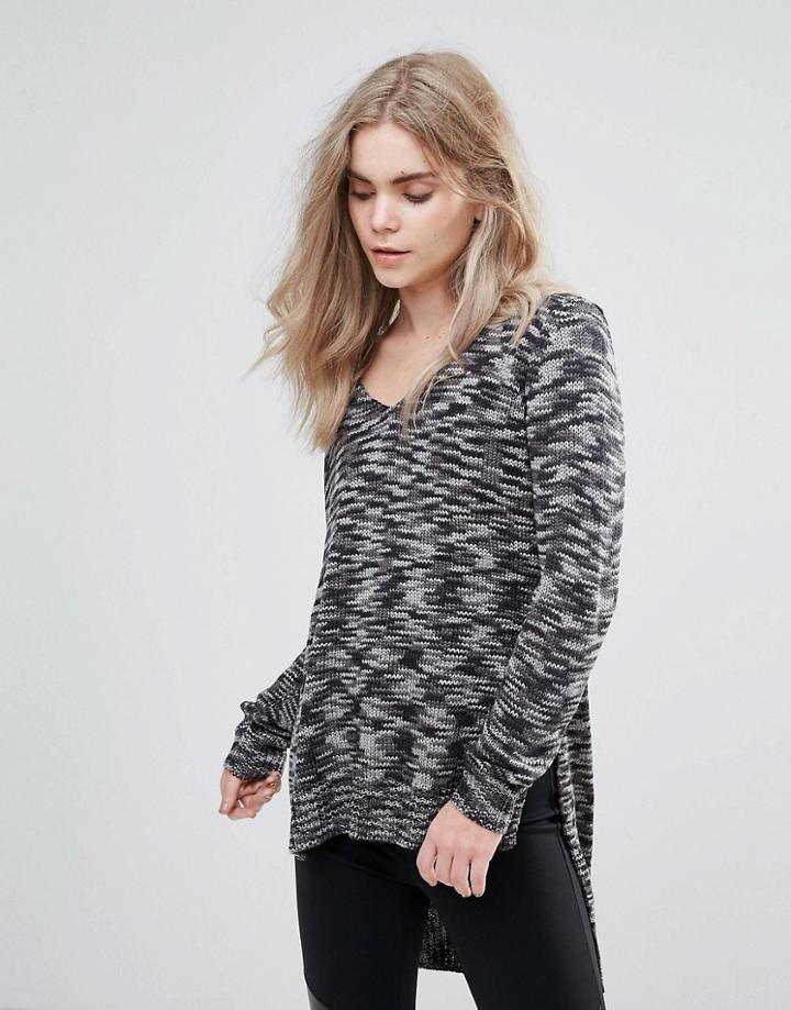 Jdy Wow High Low Knit Sweater - Gray