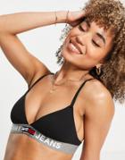 Tommy Jeans Unlined Triangle Bralette In Black