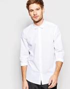 Asos Smart Shirt In White Texture With Long Sleeves In Regular Fit - White