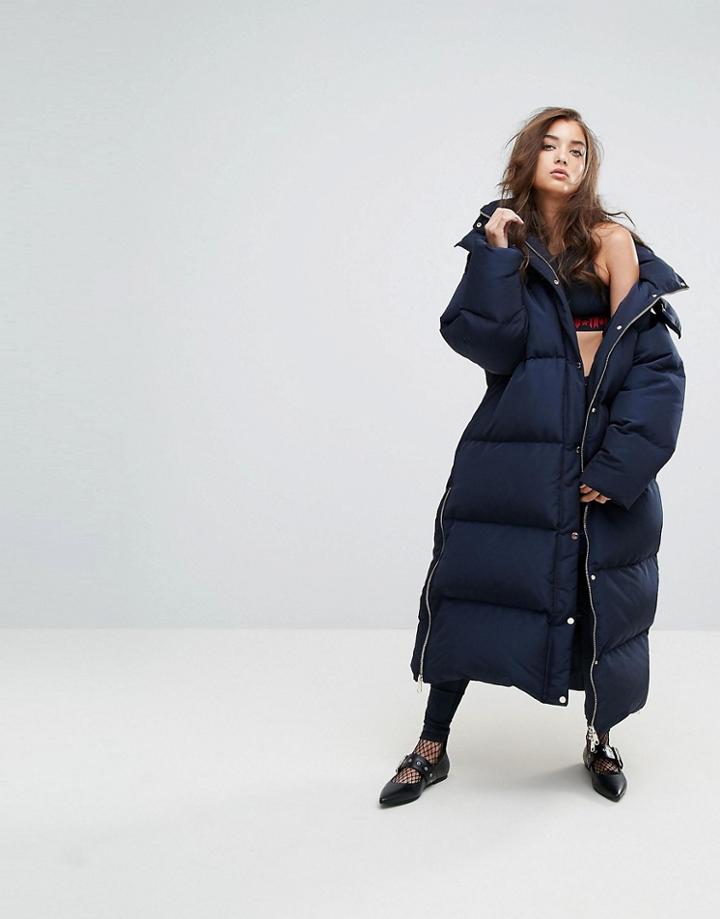 Gigi Hadid Longline Padded Jacket - Navy