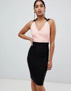 Veper Color Block Midi Pencil Dress-black