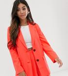 Asos Design Petite Pop Coral Soft Suit Blazer-pink