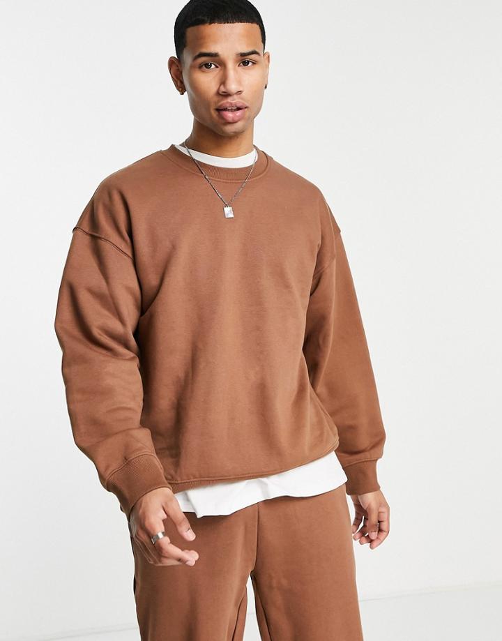 Topman Oversized Sweatshirt In Brown - Part Of A Set