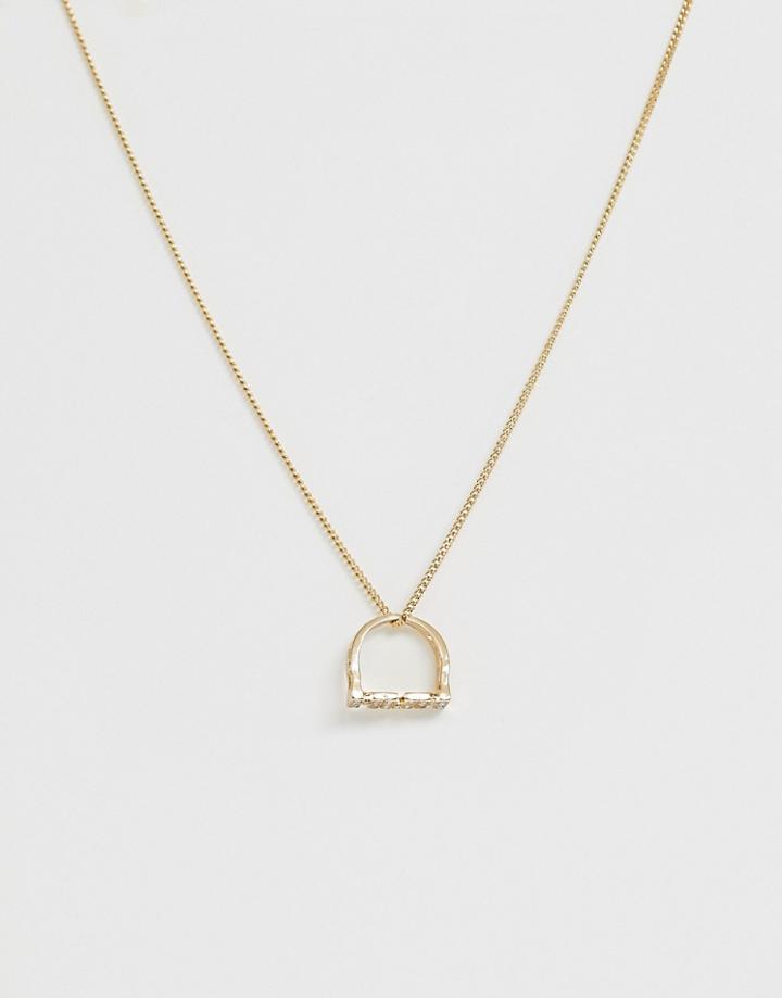 Asos Design Necklace With Vintage Style Mum Ring Pendant In Gold