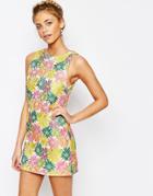 True Decadence Floral Jacquard Mini Shift Dress - Multi