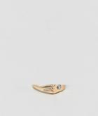 Asos Design Ring In Sleek Sovereign Design With Crystal Detail In Gold - Gold