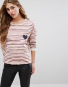 Only Stripe Sweatshirt With Heart Pocket - Multi