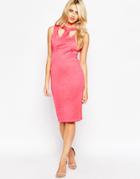 City Goddess Strappy Cut Away Midi Dress - Coral