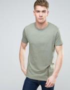 Brave Soul Longline Zip T-shirt - Green
