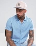 Asos Snapback Cap In Pink Faux Suede With Contrast Peak - Pink