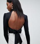 Fashion Union Tall Tie Back Body With High Neck - Black