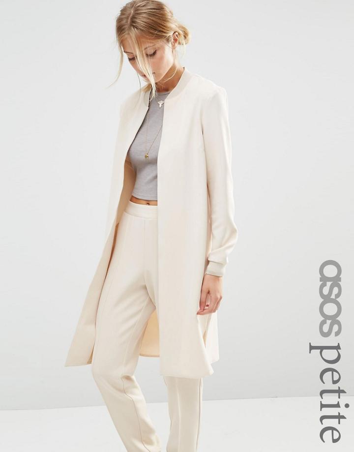 Asos Petite Luxe Longline Bomber - Cream
