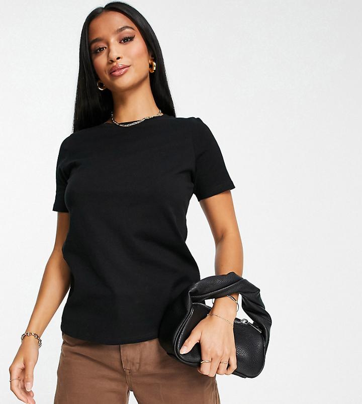 River Island Petite Round Neck Tee In Black