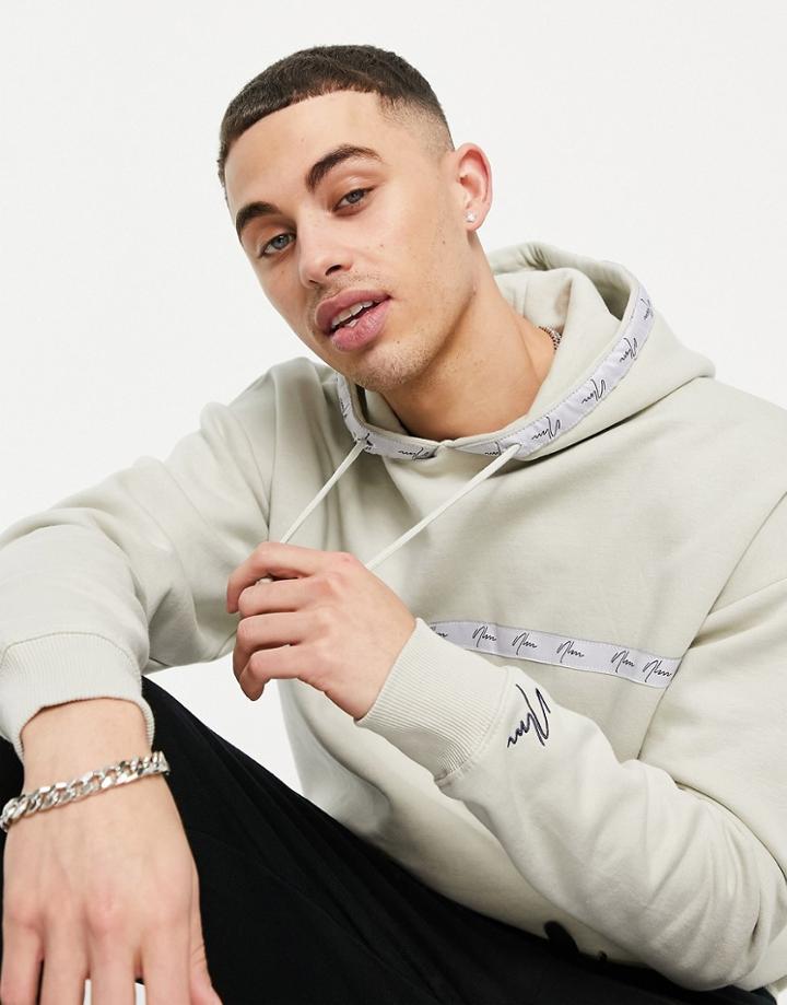 New Look Nlm Coordinating Taped Hoodie In Stone-neutral