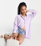 Lola May Petite Shirt Dress In Textured Lilac-purple