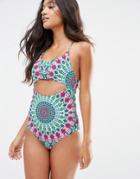 Hobie Medallion Print Strappy Back Swimsuit - Multi