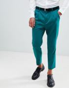 Asos Design Drop Crotch Tapered Jersey Pants In Green - Green