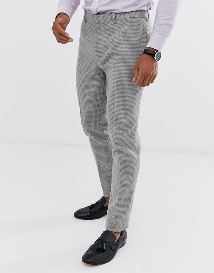 Asos Design Wedding Super Skinny Suit Pants In Gray Micro Houndstooth