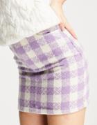 Monki Cecilia Recycled Checkerboard Mini Skirt In Lilac-purple