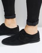 Asos Derby Shoes In Suede With Piped Edging - Black