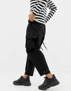 Asos Design Cargo Pants With Strapping In Black