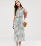 Glamorous Tall Shirt Dress With Belt In Grid Check-green