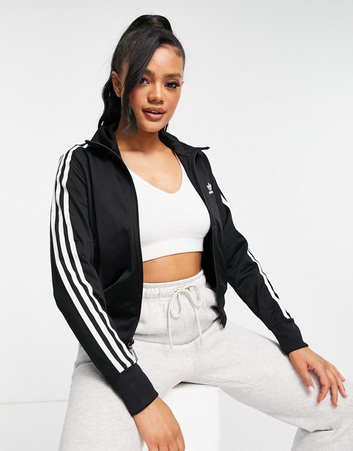 Adidas Originals Three Stripe Track Top In Black