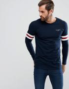 Illusive London Muscle Long Sleeve T-shirt In Blue With Stripes - Blue
